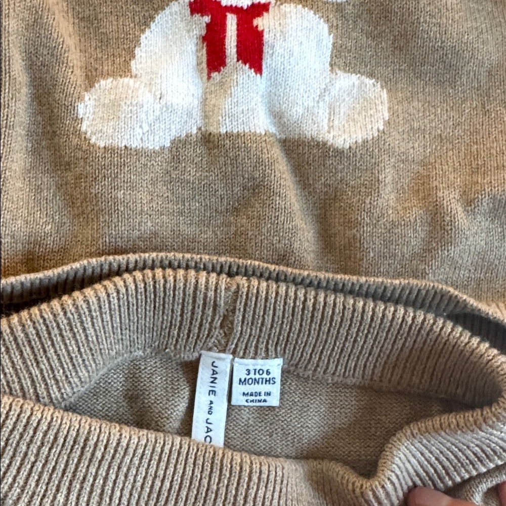Janie and Jack Tan Sweater set with Bear Design - Picture 2 of 4